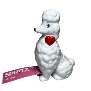 Retro Style White Poodle Dog Ceramic Figurine Target Spritz New